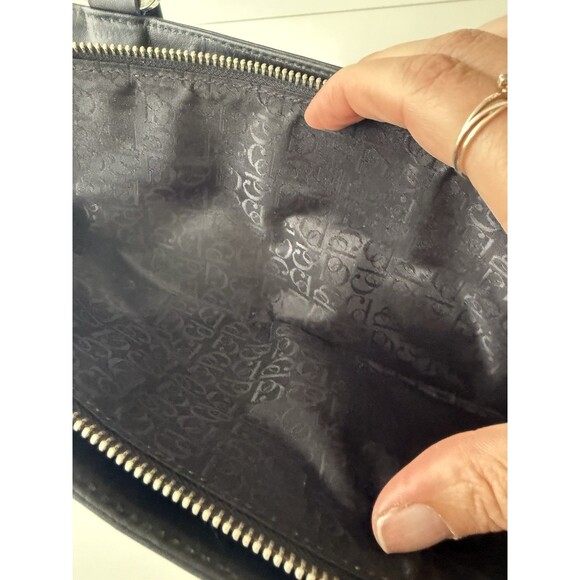 Charles David Black Leather Shoulder Bag scalloped multi zipper pouch y2k 90s - Picture 9 of 16